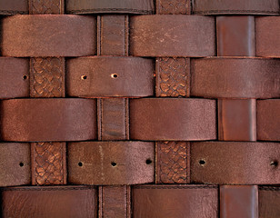 Brown old twisted leather straps