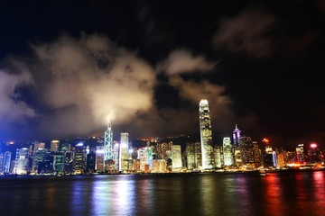 Naklejka na ściany i meble Night shot at Hong Kong