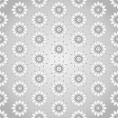 Silver Retro Flower Seamless Pattern on Pastel Background