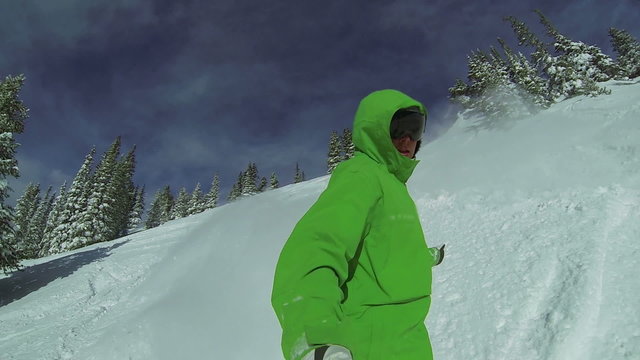 Slow Motion POV Extreme Snowboarding Winter Sport