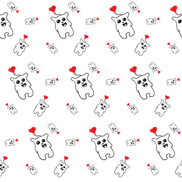 black and white pattern of simless cartoon