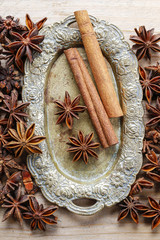 Anise seeds and cinnamon sticks