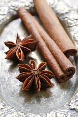 Anise seeds and cinnamon sticks