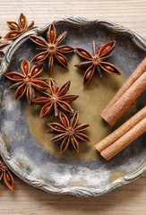 Anise seeds and cinnamon sticks