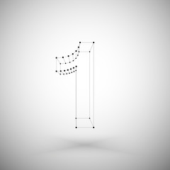 Three dimensional mesh stylish number on white background,