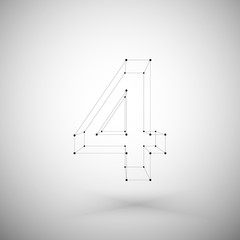 Three dimensional mesh stylish number on white background,