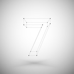 Three dimensional mesh stylish number on white background,