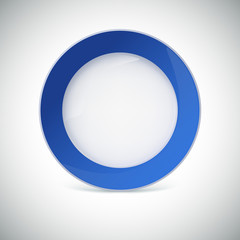 White plate with blue border.