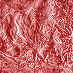 crumpled red foil closeup