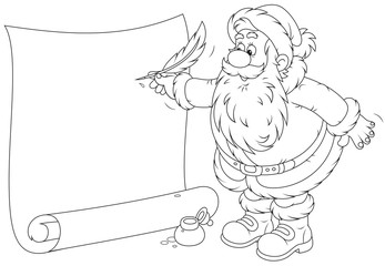 Santa Claus writing a holiay ad