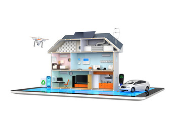 Home automation monitoring by tablet PC concept © chesky