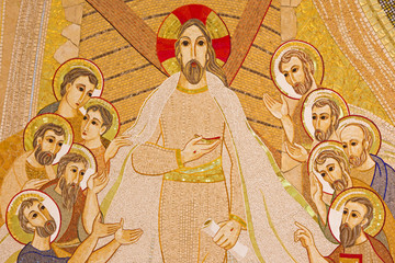 Bratislava - The mosaic of resurrected Christ among the apostles