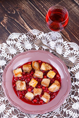 Fried pork with cranberry sauce