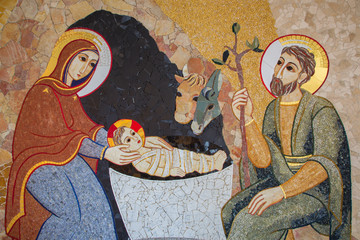 Bratislava - The mosaic of Nativity in st. Sebastian cathedral