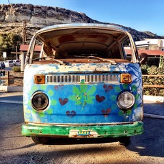 hippie bus in matala, greece