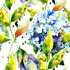 Seamless wallpaper with Hydrangea flowers - 71079110