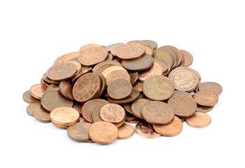euro cents - isolated on white