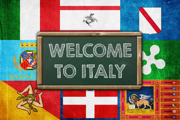 Obraz premium WELCOME TO ITLAY - vintage background concept