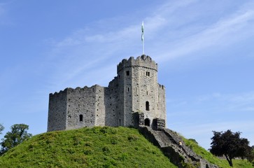 Cardiff castle and blue sky