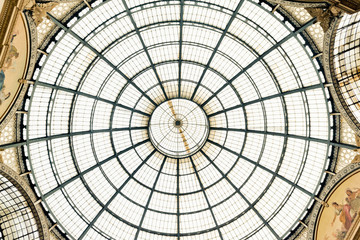 Glass dome of Galleria Vittorio Emanuele in Milan, Italy