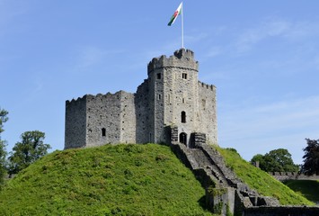 Cardiff castle and blue sky