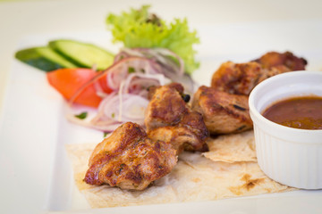 Pork bbq barbecue on a plate