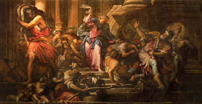 Fototapeta Venice - Paint of Jesus Cleanses the Temple - San Pantalon