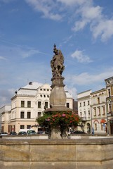 Fototapeta na wymiar Cieszyn -Market Place with St.Florian's fountain