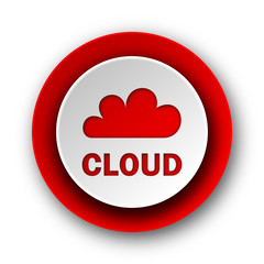 cloud red modern web icon on white background
