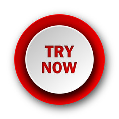 try now red modern web icon on white background