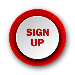 sign up red modern web icon on white background