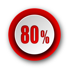 80 percent red modern web icon on white background