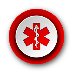 emergency red modern web icon on white background