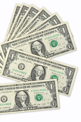 fan, dollars isolated on white