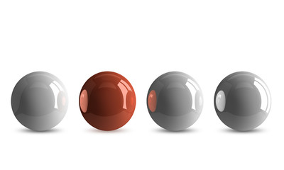 ﻿﻿﻿﻿Red ball in row of white ones