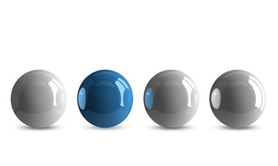 ﻿﻿﻿﻿﻿Blue ball in row of white ones