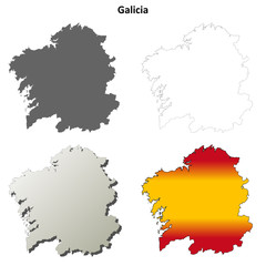 Galicia blank detailed outline map set