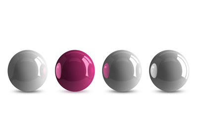 ﻿﻿﻿﻿﻿﻿Pink ball in row of white ones
