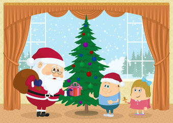 Obraz na płótnie Canvas Santa Claus giving presents