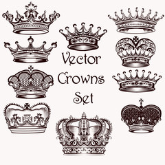 Collection of vector hand drawn crowns  for design © Mary fleur