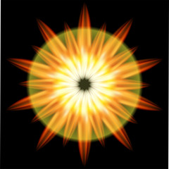 Ray Burst red and orange fire dark background