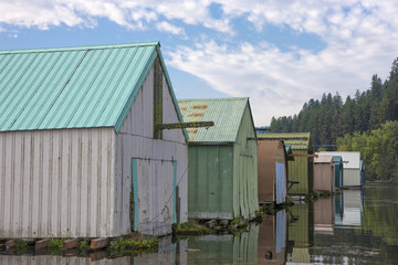 Fototapeta na wymiar Closeup of boat garages.
