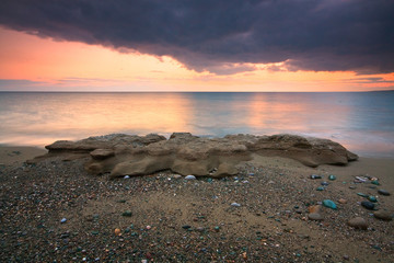 Obraz premium Cloudy weather on the coast of Crete, Greece.