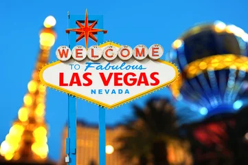 Gordijnen Welkom bij het Las Vegas-bord © somchaij