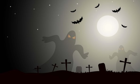 Ghost & Halloween Night-Vector