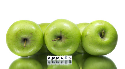 Green apples with text message