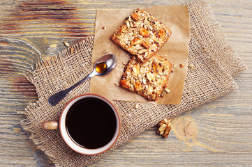 Coffee and cookies with nuts
