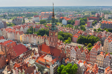 Obraz premium Historical city hall in old town of Gdansk, Poland