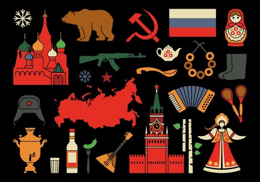 A set of Russian themed icons