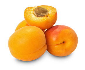 ripe apricots isolated on the white background